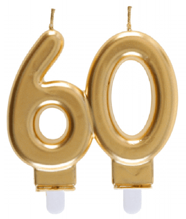 Tårtljus 60-år guld - Födelsedagskalas - Kalaslagret.se
