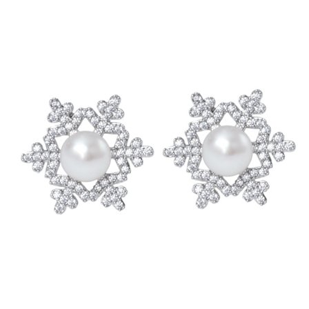 Snöflingörhängen för kvinnor, koppar med inlagd geom_jar