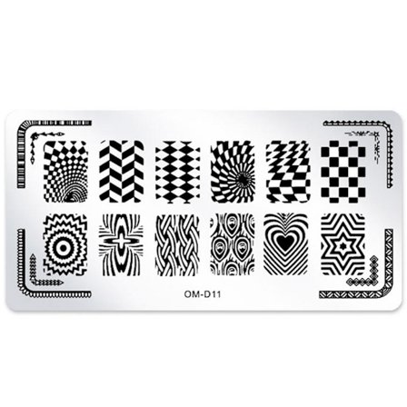 Rektangulär nagelkonststämpelplatta växtgeometriutskrift nageldekoration OM-D11