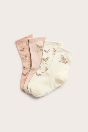 Newbie | Strumpor med blommor 4-pack | Ljusrosa