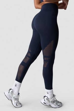 ICANIWILL - Queen Mesh Seamless Tights Navy Melange - Träningstights - Dam - Träningskläder från ICIW