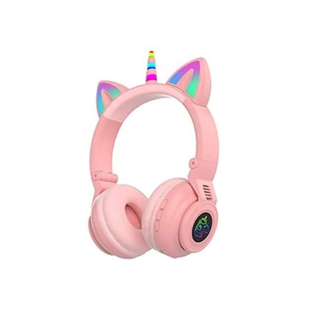 Kattöron Gaminghörlurar för Barn med LED-ljus Vikbara för Flickor Pojkar Surfplatta Resa YEMAESRE