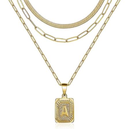 Halskje for kvinner Lagdelt halskje for tenåringsjenter For halskje anheng 18k forgylt monogram