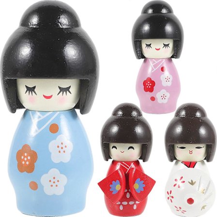 4 stk. Japansk Kimono Dukke Restaurant Dukke Ornament Japansk Kimono Figur Dekor