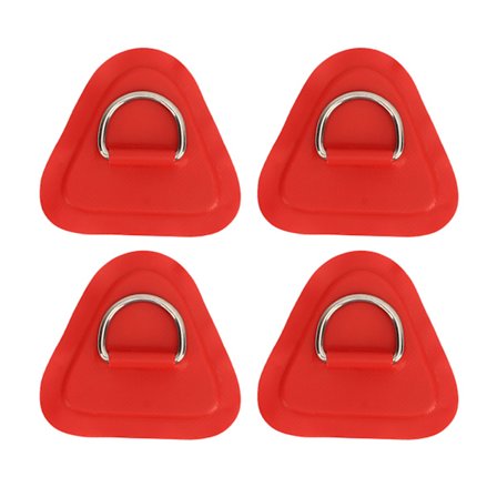 4 stk. D-ring patch rustfrit stål D-ring pad til oppustelig båd surfboard jolle paddle board rød