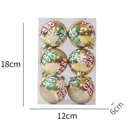 Julgranskulor i guld för träddekorationer 6 st