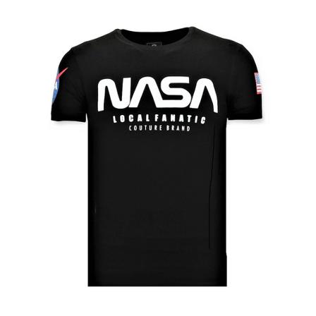 Local Fanatic Tryckt T-shirt - Nasa amerikanska flaggan tröja svart, Herr, Herr, Storlek: XL