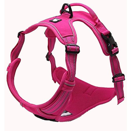 Reflekterande hundsele justerbar avskräcker dragande husdjursväst hållbar nylon bil Tlh5651 (fuchsia, S)
