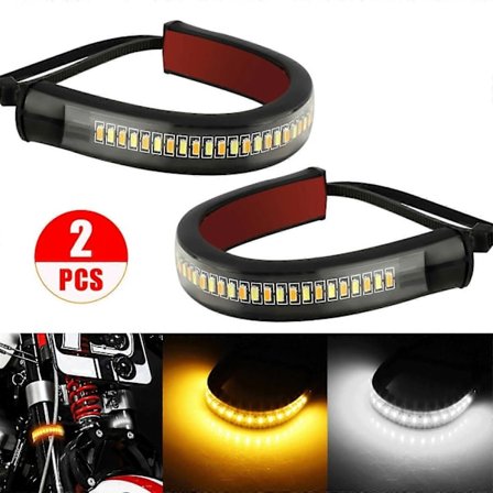 Amber Flowing Strip 2 LED Motorcykel Blinkers för Harley Davidson i Europa [DB]