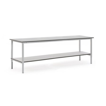 Werkbank MOTION mit Zwischenboden, manuell höhenverstellbar, 2000 x 800 mm