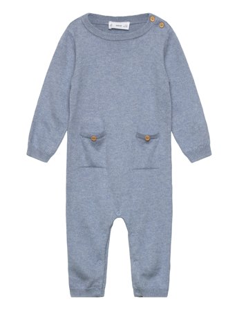 Long Chest-Pocket Jumpsuit Blue Mango