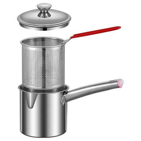 Fritegryte, Liten Fritegryte, Flerbrukskurver i Rustfritt Stål, Slitesterk Panne, Frityrkoker, Kasserolle for Hjemmet