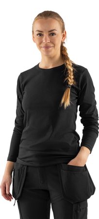 Fristads Dam Acode heavy långärmad T-shirt stretch 1927 ELA, Svart
