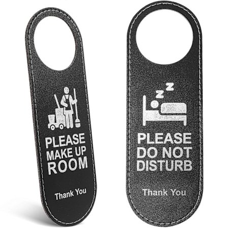 Dörrskylt Dubbelsidig Bokstavsmönster Läderskylt Rengöring Dörrtagg för Hotellservice Lounge Rum