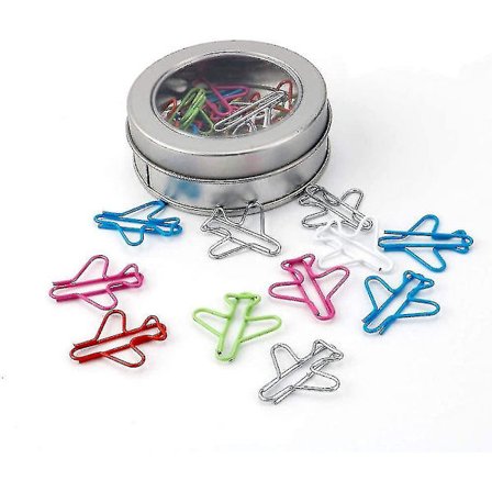 Flyformede papirclips af metal, flerfarvede papirclips til kontor og skole, 24 stk.