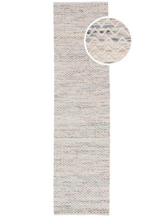 Wool Rug Chevron Waves Cream Beige/Greige Runner Small Oeko-Tex