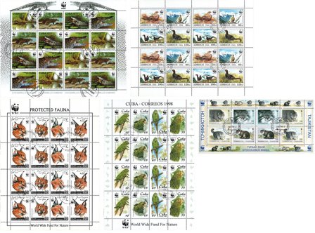 WWF - 5 miniark - Stemplet