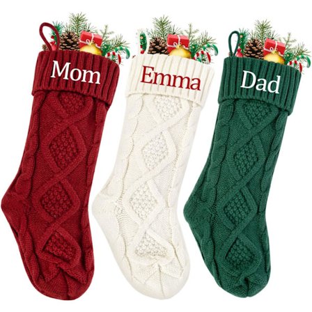 5 Styck Julstrumpa Personlig , Anpassat namn Familjens jul