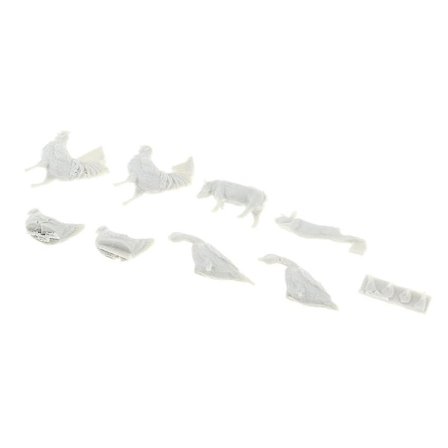 1/35 Skala Miniatyr Dyr Gris Kylling And Kanin Modell for Scene Bygging