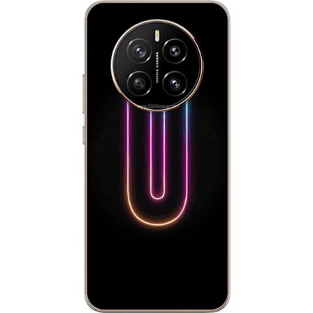 Yhteensopiva Puhelinkuori Honor Honor Magic7 Minimaalinen neonkirjain U kirkkaalla valaistustehosteella mustaa taustaa vasten