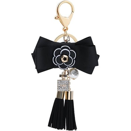 Nøglering med sløjfe til kvinder, nøglekæde med sløjfekvaster, sød taske-sløjfecharm, nøgleringholder, taske- og håndtaskecharms