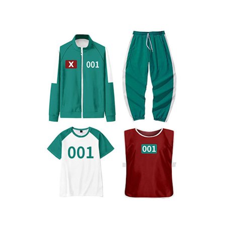 Squid Games 4-delt kostymesett for voksne