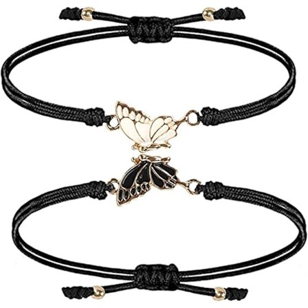 Venskabsarmbånd med sommerfugl, 2 stk. Bedste ven-armbånd