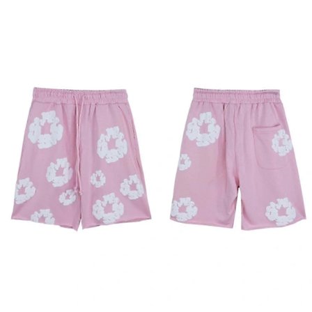 2024 Denim Tears Kapok Print Unisex Casual Shorts rosa Small,SD