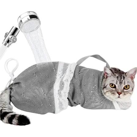 1 stk. Kattebadepose, Justerbar Kattepleje Netpose,