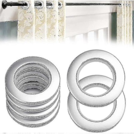 50 stycken plastgardinringar Gardinöglor 40mm Plastringar Ringar för gardinstång Silver Plastöglor för gardin Fönster Duschkläder