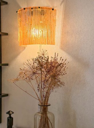 Abelone vegglampe - amber/sort