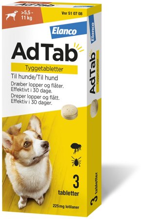 AdTab 225 mg tyggetabletter til hund (>5,5-11 kg) 3 stk