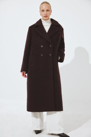 NA-KD Brushed Wool Blend Straight Coat - Vinterjakker - Burgundy - EU 40
