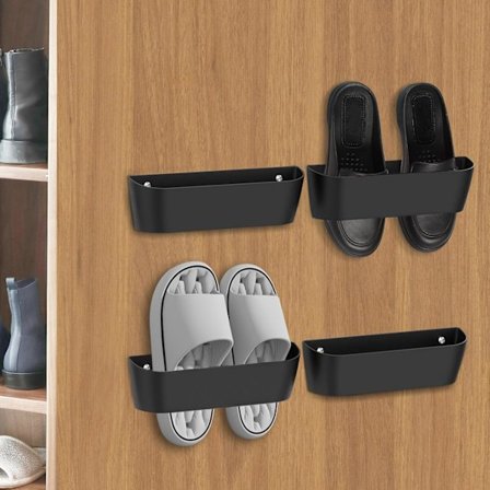 Skoförvaring Över Dörren för Husvagn, Husbil, Väggmonterat Skoställ med Självhäftande Skokrokar - Set med 4