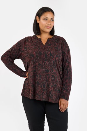 CISO - Langærmet T-shirt - Bordeaux / Sort - Mønstret