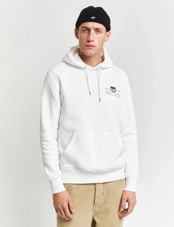 GANT Reg Medium Archive Shield Hoodie - White - XXL