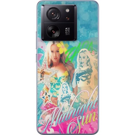 Yhteensopiva Puhelinkuori Xiaomi 13T Pro Seikkailumaailma Steve, Creeper ja eläimillä värikkäässä palikkagrafiikassa