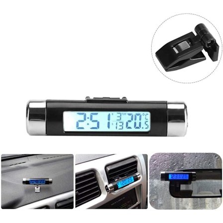 Bil LCD Digital Clip Termometer Klocka Digital LED Bilklocka Den