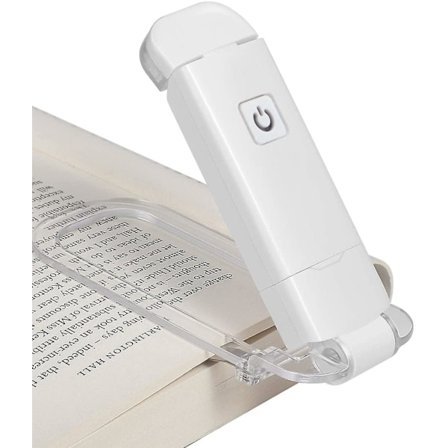 Læselampe, boglampe klips på bog, LED-læselampe med USB-genopladelig, lysstyrke justerbar for øjenbeskyttelse, læsebogstilbehør
