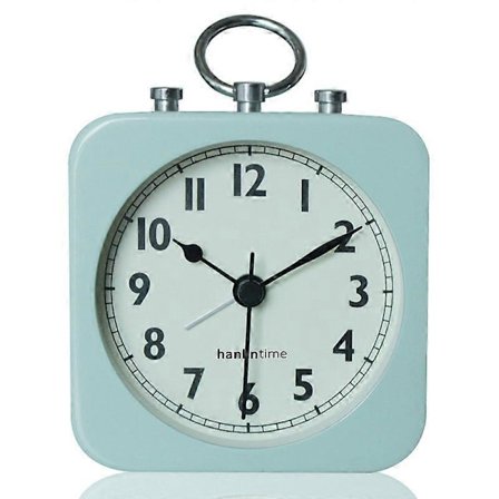 Analog Vekkerklokke Vann Grønn Firkantet Stillegående Liten Metall Reise