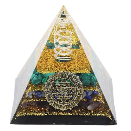 Krystall Orgone Pyramide Energi Generator 6cm Positiv Energi Skrivebordsdekorasjon Stresslindring Meditasjon Lykke