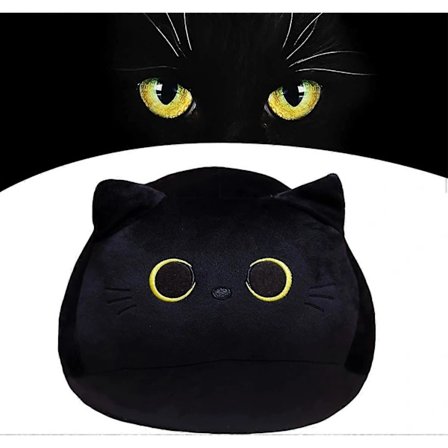 Svart Katt Plysch, kattepute, svart katt plyschleketøy svart katt kosedyr kreativ, svart kattepute svart katt kosedyr svart kattegaver (40 cm)