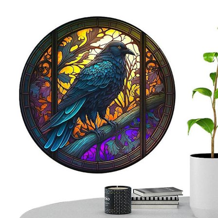 Fönsterpanel av målat glas Flerfärgad Sun Catcher Upphängningspanel Fönster Väggkonstdekor Hemmålat glasdekalpanel