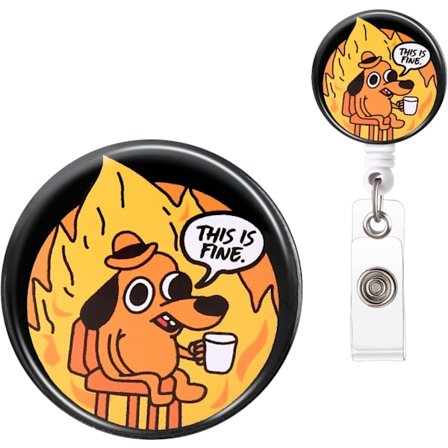 Badge Reel Sjov Badge Holder Sød Badge Clip til Sygeplejerske This is Fine Hund Udtrækkelig ID Badge Clips Kontor Navneskilt Tilbehør 