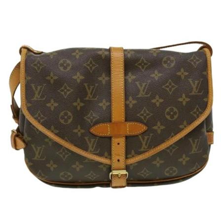Louis Vuitton Vintage, Pre-owned Saumur 30 Monogram Messenger Bag Bruin, Dames, Maat:ONE Size,leer