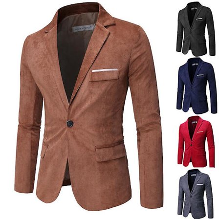 Herre Casual Fløjlsblazer Jakke Slim Fit Sportsfrakke