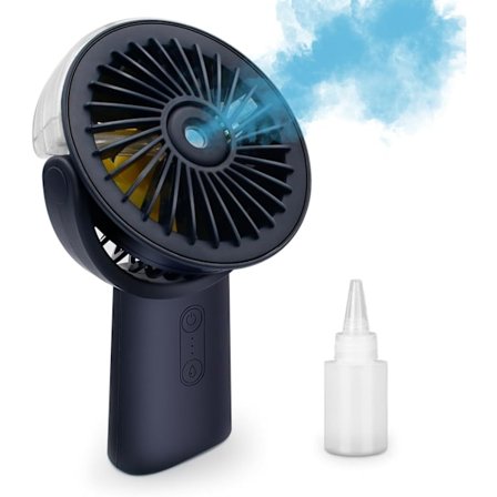 Handhållen USB-skrivbordsfläkt med 3 hastigheter & 4000mAh Inbyggt Uppladdningsbart Batteri, Bärbar Handfläkt med Spray 90° Justerbar Vinkel