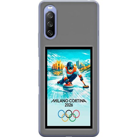 Yhteensopiva Puhelinkuori Sony Xperia 10 III Jääkiekkoilukuva, jossa pelaajat liikkuvat jäällä, Milano Cortina 2026, Milanin maamerkit ja olympialaist