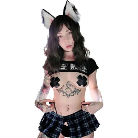 ORIO Japansk Lingerie Sexig Crop Top Naughty Underkläder Anime Cosplay Kostymer Svart 3
