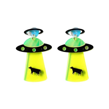 Alien Örhängen Akryl Hängande Droppörhängen UFO ET Rymdskepps Tema Konstnärlig Retro Stil Glitter Design Lätta Hållbara Örhängen Lätta Att Bära För